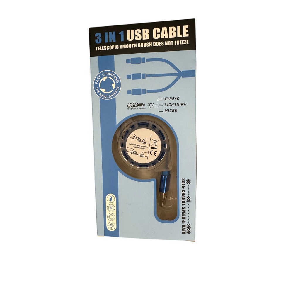 3 in 1 usb cable‎ telescopic TYPE C, LTN , MICRO NEW